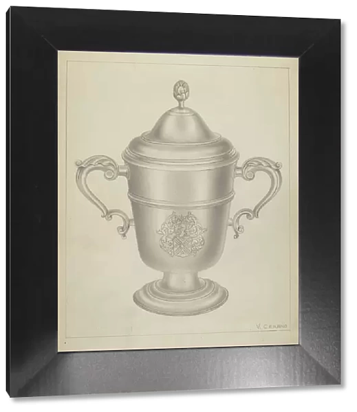 Silver Cup with Cover, c. 1937. Creator: Vincent Carano