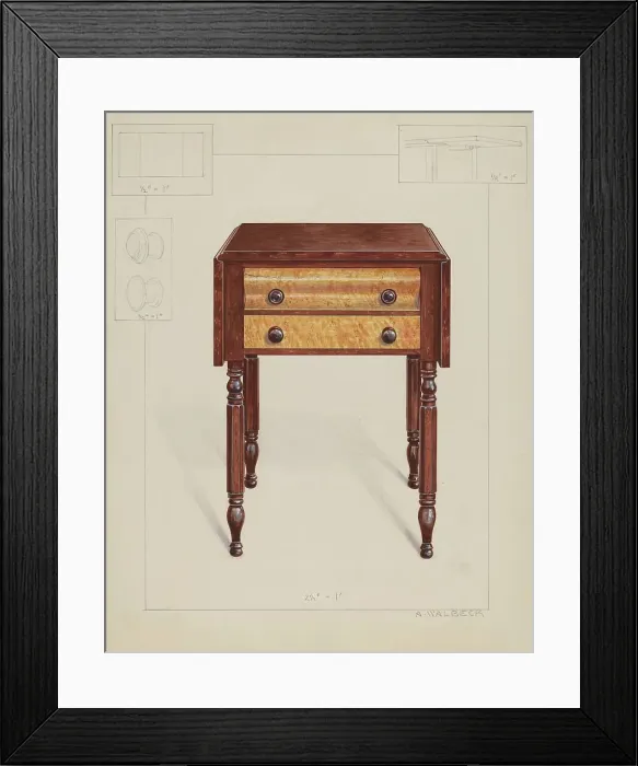 Framed Print : Dropleaf Table, c. 1936. Creator: Alfred Walbeck Framed Print : Dropleaf Table, c. 1936. Creator: Alfred Walbeck