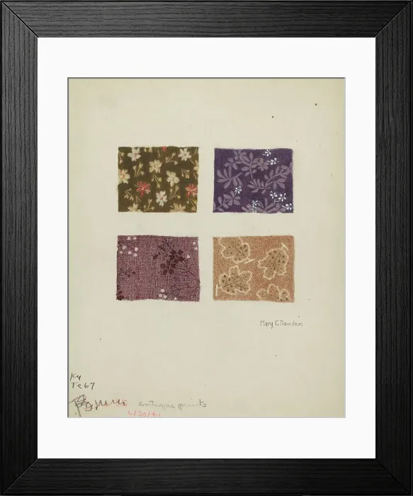 Framed Print : Printed Swatches, 1941. Creator: Mary C. Davidson Framed Print : Printed Swatches, 1941. Creator: Mary C. Davidson