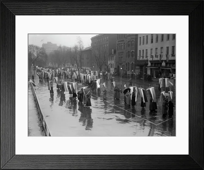 Framed Print : Woman Suffrage - Marching in Rain, 1917. Creator: Harris & Ewing. Woman Suffrage - Marching in Rain, 1917. Creator: Harris & Ewing Framed Print : Woman Suffrage - Marching in Rain, 1917. Creator: Harris & Ewing. Woman Suffrage - Marching in Rain, 1917. Creator: Harris & Ewing