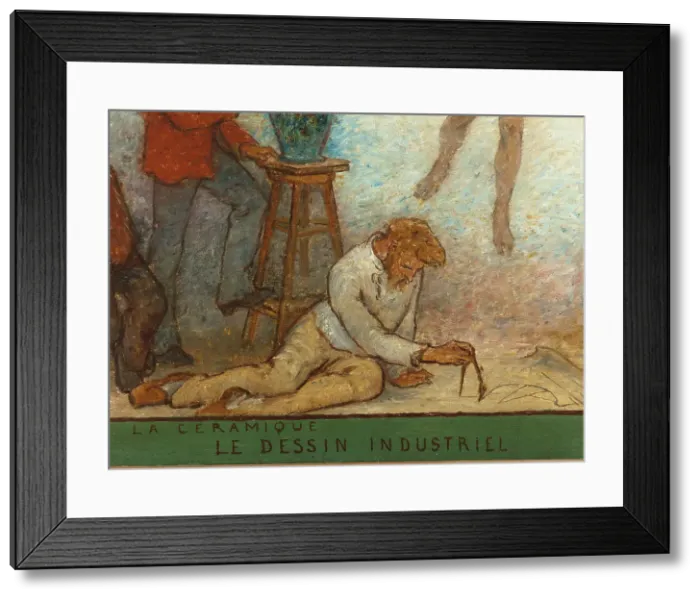 Framed Print : Art spreads its light far and wide: Crafts and industrial design: Sketch for the drawing... 1880. Creator: Edmond Eugene Valton Framed Print : Art spreads its light far and wide: Crafts and industrial design: Sketch for the drawing... 1880. Creator: Edmond Eugene Valton