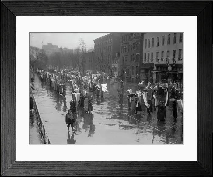 Framed Print : Woman Suffrage - Marching in Rain, 1917. Creator: Harris & Ewing. Woman Suffrage - Marching in Rain, 1917. Creator: Harris & Ewing Framed Print : Woman Suffrage - Marching in Rain, 1917. Creator: Harris & Ewing. Woman Suffrage - Marching in Rain, 1917. Creator: Harris & Ewing
