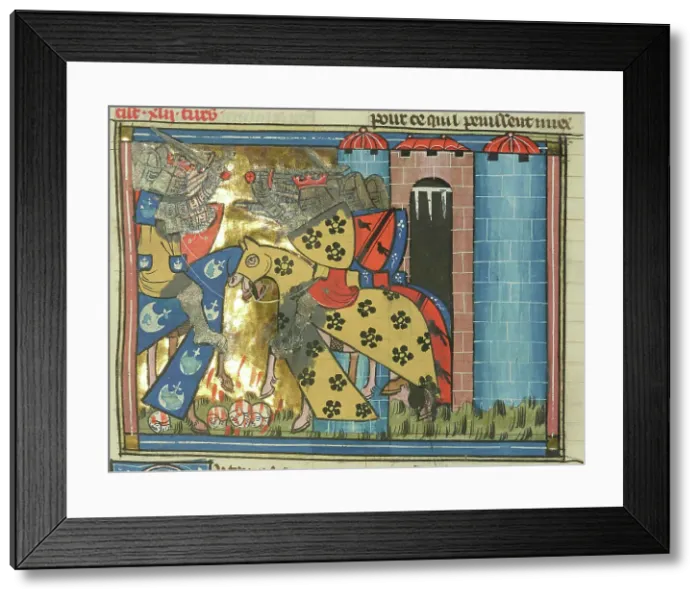 Framed Print : The Battle of Marj al-Saffar on January 25, 1126, 1337. Creator: Maître de Fauvel (active 1314-1340) Framed Print : The Battle of Marj al-Saffar on January 25, 1126, 1337. Creator: Maître de Fauvel (active 1314-1340)