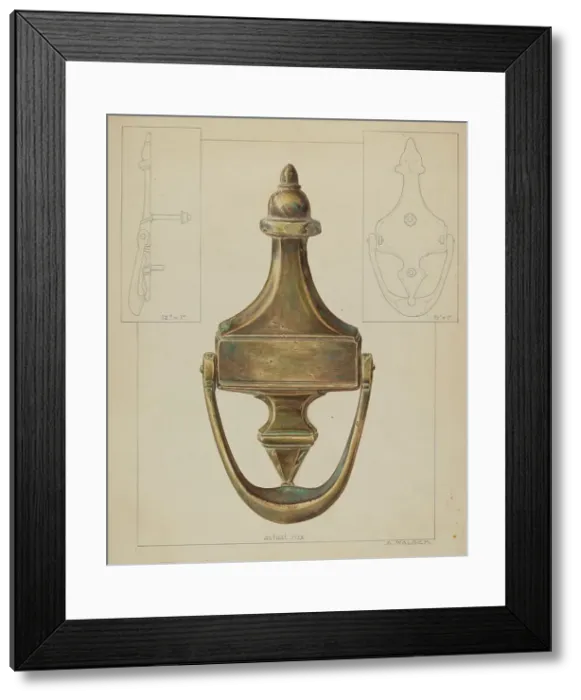 Framed Print : Door Knocker, c. 1937. Creator: Alfred Walbeck Framed Print : Door Knocker, c. 1937. Creator: Alfred Walbeck