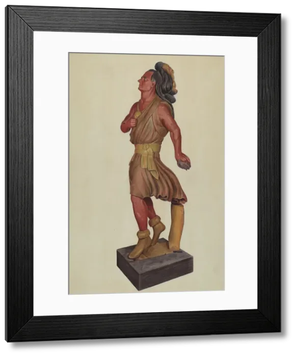 Framed Print : Cigar Store Indian, c. 1937. Creator: Alice Domey Framed Print : Cigar Store Indian, c. 1937. Creator: Alice Domey