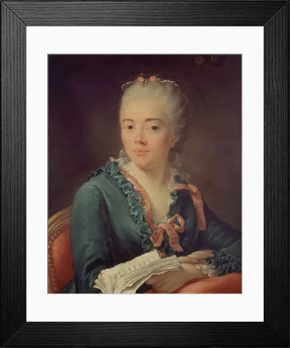 Framed Print : Portrait of a woman holding a book. Creator: Carle van Loo Framed Print : Portrait of a woman holding a book. Creator: Carle van Loo