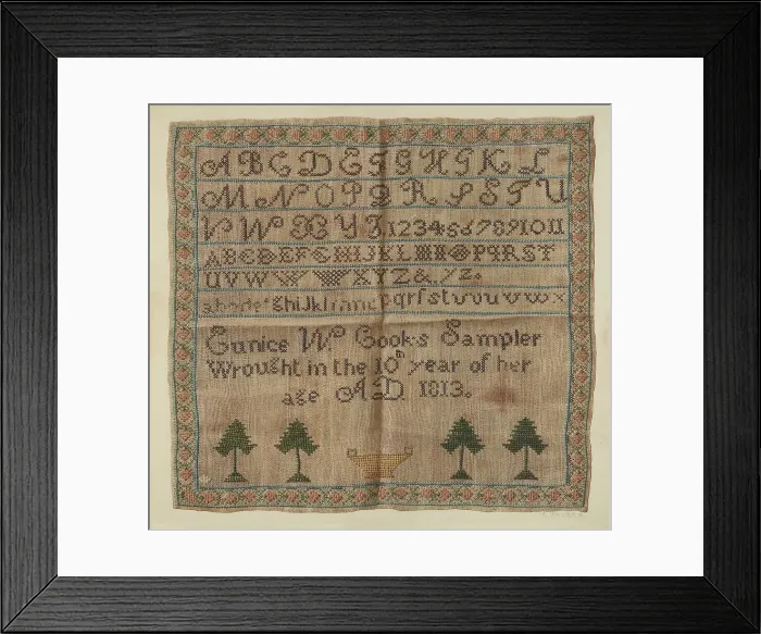Framed Print : Sampler, c. 1938. Creator: Alfred Walbeck Framed Print : Sampler, c. 1938. Creator: Alfred Walbeck