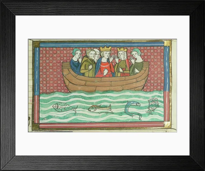 Framed Print : Richard the Lionheart sailing (From Li rommans de Godefroy de Buillon et de Salehadin'), 1337. Creator: Maître de Fauvel (active 1314-1340). Richard the Lionheart sailing (From Li rommans de Godefroy de Buillon et de Salehadin') Framed Print : Richard the Lionheart sailing (From Li rommans de Godefroy de Buillon et de Salehadin'), 1337. Creator: Maître de Fauvel (active 1314-1340). Richard the Lionheart sailing (From Li rommans de Godefroy de Buillon et de Salehadin')