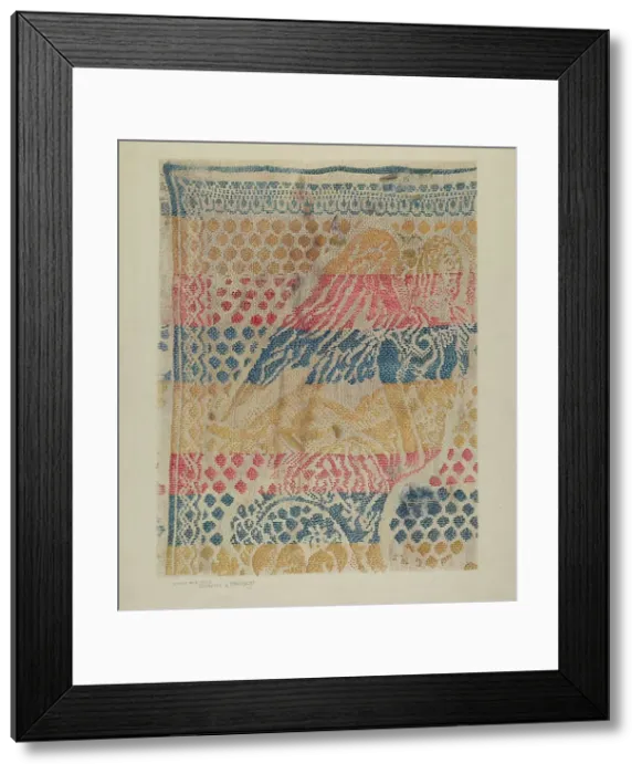 Framed Print : Handwoven Table Cover, c. 1940. Creator: Alfred Walbeck Framed Print : Handwoven Table Cover, c. 1940. Creator: Alfred Walbeck