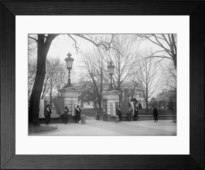 Framed Print : Woman Suffrage - Pickets, 1917. Creator: Harris & Ewing. Woman Suffrage - Pickets, 1917. Creator: Harris & Ewing Framed Print : Woman Suffrage - Pickets, 1917. Creator: Harris & Ewing. Woman Suffrage - Pickets, 1917. Creator: Harris & Ewing