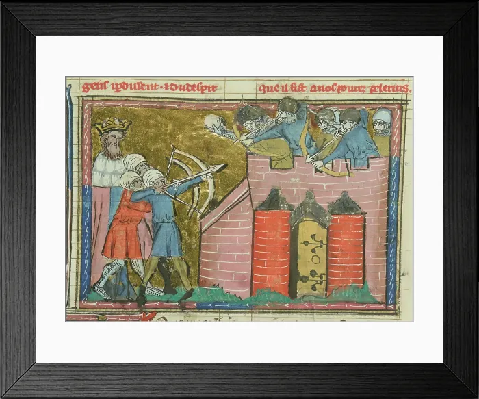 Framed Print : Kerbogha besieges Antioch in 1098 (From Li rommans de Godefroy de Buillon et de Salehadin'), 1337. Creator: Maître de Fauvel (active 1314-1340). Kerbogha besieges Antioch in 1098 Framed Print : Kerbogha besieges Antioch in 1098 (From Li rommans de Godefroy de Buillon et de Salehadin'), 1337. Creator: Maître de Fauvel (active 1314-1340). Kerbogha besieges Antioch in 1098