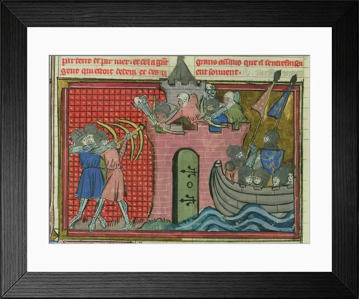 Framed Print : The siege of Ascalon in 1153 (From Li rommans de Godefroy de Buillon et de Salehadin'), 1337. Creator: Maître de Fauvel (active 1314-1340). The siege of Ascalon in 1153 (From Li rommans de Godefroy de Buillon et de Salehadin') Framed Print : The siege of Ascalon in 1153 (From Li rommans de Godefroy de Buillon et de Salehadin'), 1337. Creator: Maître de Fauvel (active 1314-1340). The siege of Ascalon in 1153 (From Li rommans de Godefroy de Buillon et de Salehadin')