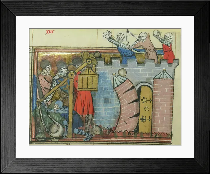 Framed Print : The Siege of Nicaea in 1097 (From Li rommans de Godefroy de Buillon et de Salehadin'), 1337. Creator: Maître de Fauvel (active 1314-1340). The Siege of Nicaea in 1097 (From Li rommans de Godefroy de Buillon et de Salehadin'), 1337 Framed Print : The Siege of Nicaea in 1097 (From Li rommans de Godefroy de Buillon et de Salehadin'), 1337. Creator: Maître de Fauvel (active 1314-1340). The Siege of Nicaea in 1097 (From Li rommans de Godefroy de Buillon et de Salehadin'), 1337