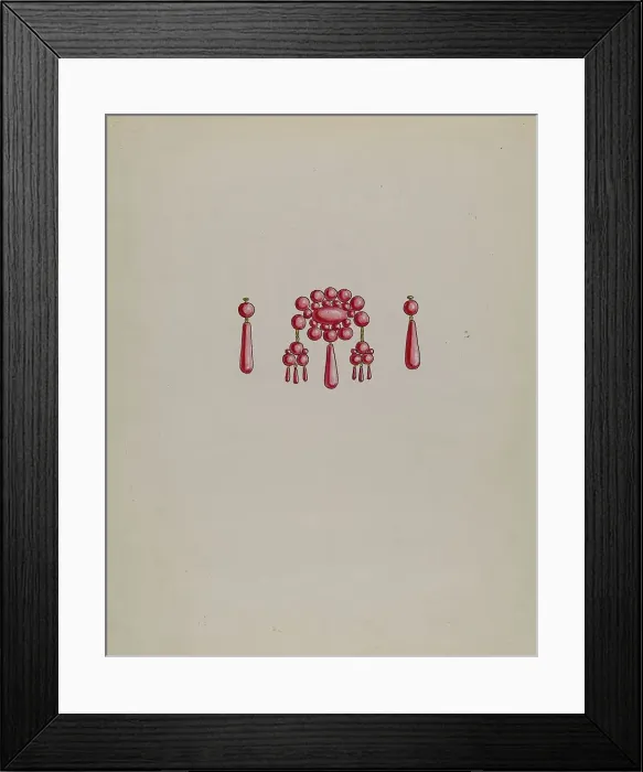 Framed Print : Earrings and Pendant, c. 1936. Creator: Charles Enjoian Framed Print : Earrings and Pendant, c. 1936. Creator: Charles Enjoian