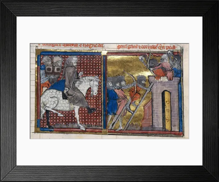 Framed Print : The Siege of Nish in 1096 (From Li rommans de Godefroy de Buillon et de Salehadin'), 1337. Creator: Maître de Fauvel (active 1314-1340). The Siege of Nish in 1096 (From Li rommans de Godefroy de Buillon et de Salehadin'), 1337 Framed Print : The Siege of Nish in 1096 (From Li rommans de Godefroy de Buillon et de Salehadin'), 1337. Creator: Maître de Fauvel (active 1314-1340). The Siege of Nish in 1096 (From Li rommans de Godefroy de Buillon et de Salehadin'), 1337