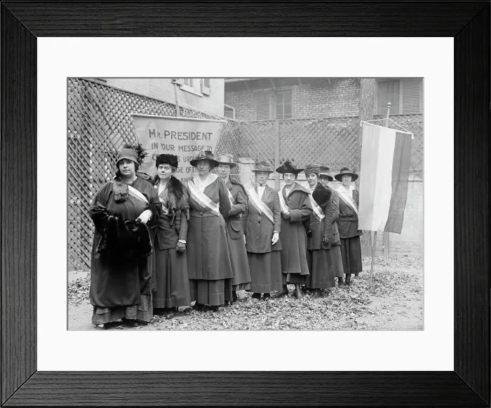 Framed Print : Woman Suffrage - Pickets, 1917. Creator: Harris & Ewing. Woman Suffrage - Pickets, 1917. Creator: Harris & Ewing Framed Print : Woman Suffrage - Pickets, 1917. Creator: Harris & Ewing. Woman Suffrage - Pickets, 1917. Creator: Harris & Ewing