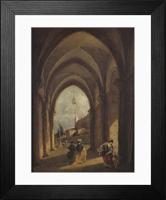 Framed Print : Gothic arcades, with landscape and figures. Creators: Francesco Guardi, School of Venice Framed Print : Gothic arcades, with landscape and figures. Creators: Francesco Guardi, School of Venice