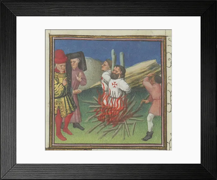 Framed Print : Execution of the Templars. From «Des Cas des nobles hommes et femmes» by Boccaccio, ca 1435-1440. Creator: Anonymous Framed Print : Execution of the Templars. From «Des Cas des nobles hommes et femmes» by Boccaccio, ca 1435-1440. Creator: Anonymous