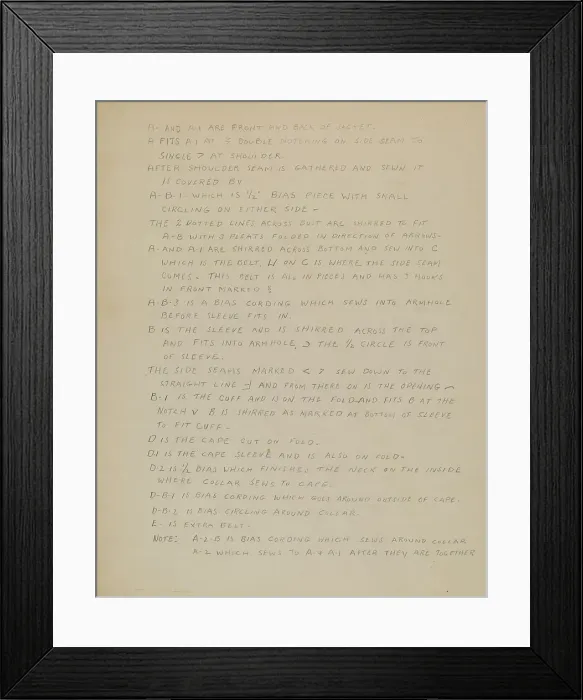Framed Print : Description of a Girl's Dress, c. 1937. Creator: Nancy Crimi Framed Print : Description of a Girl's Dress, c. 1937. Creator: Nancy Crimi