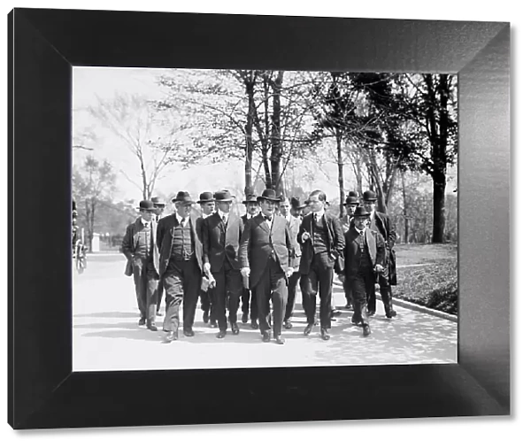 William Jennings Bryan, Rep. from Nebraska, with Newspapermen, 1914. Creator: Harris & Ewing. William Jennings Bryan, Rep. from Nebraska, with Newspapermen, 1914. Creator: Harris & Ewing