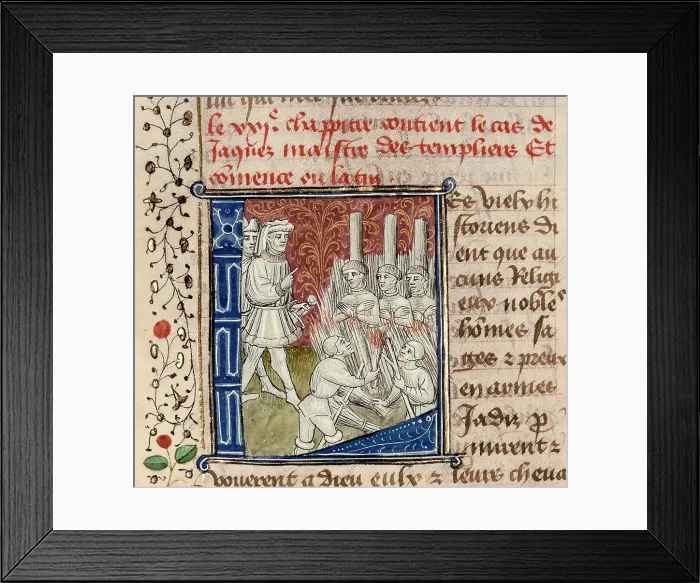 Framed Print : Execution of the Templars. From: De casibus virorum illustrium by Giovanni Boccaccio, ca 1435-1440. Creator: Anonymous Framed Print : Execution of the Templars. From: De casibus virorum illustrium by Giovanni Boccaccio, ca 1435-1440. Creator: Anonymous