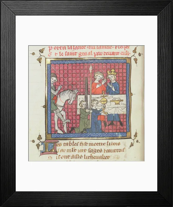 Framed Print : Procession du Saint Graal. From Roman de Perceval le Gallois et continuations, ca 1330. Creator: Anonymous Framed Print : Procession du Saint Graal. From Roman de Perceval le Gallois et continuations, ca 1330. Creator: Anonymous