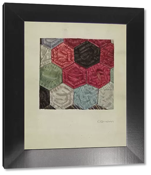 Quilt (detail) - 'Honeycomb Pattern', c. 1937. Creator: Mrs. Goodwin. Quilt (detail) - 'Honeycomb Pattern', c. 1937. Creator: Mrs. Goodwin