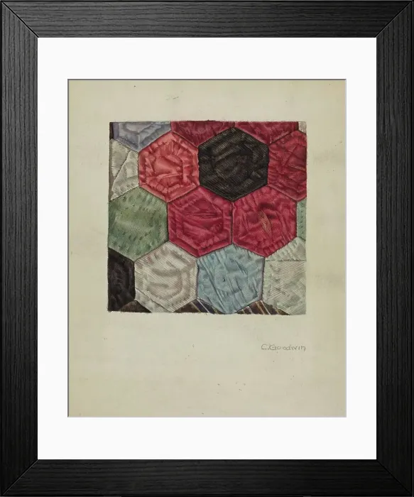 Framed Print : Quilt (detail) - Honeycomb Pattern, c. 1937. Creator: Mrs. Goodwin. Quilt (detail) - Honeycomb Pattern, c. 1937. Creator: Mrs. Goodwin Framed Print : Quilt (detail) - Honeycomb Pattern, c. 1937. Creator: Mrs. Goodwin. Quilt (detail) - Honeycomb Pattern, c. 1937. Creator: Mrs. Goodwin