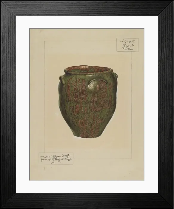 Framed Print : Jar: For Salt, Meat, or Lard, c. 1939. Creator: Margaret Gordon Framed Print : Jar: For Salt, Meat, or Lard, c. 1939. Creator: Margaret Gordon