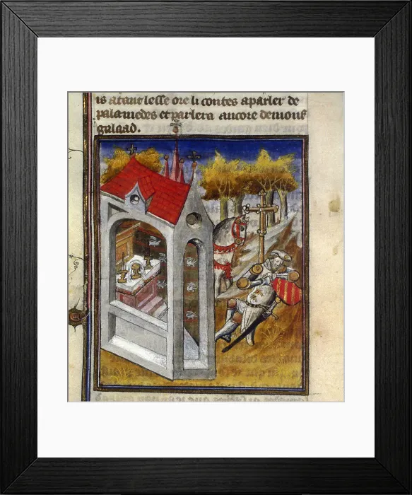 Framed Print : Lancelot at the Chapel of the Holy Grail. From Tristan de Léonois, Early 15th cen.. Creator: Anonymous Framed Print : Lancelot at the Chapel of the Holy Grail. From Tristan de Léonois, Early 15th cen.. Creator: Anonymous