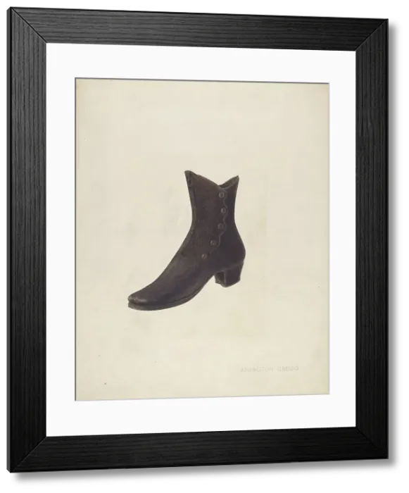 Framed Print : Shoe, c. 1938. Creator: Arlington Gregg Framed Print : Shoe, c. 1938. Creator: Arlington Gregg