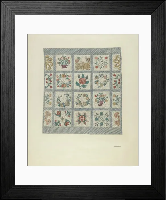 Framed Print : Friendship Quilt, 1935 / 1942. Creator: Flora G. Guerra Framed Print : Friendship Quilt, 1935 / 1942. Creator: Flora G. Guerra