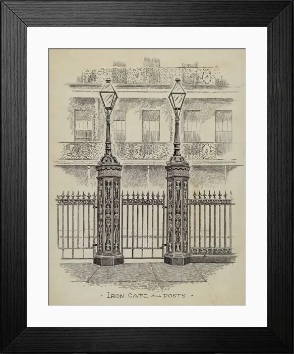Framed Print : Cast Iron Gate and Fence, c. 1936. Creator: Al Curry Framed Print : Cast Iron Gate and Fence, c. 1936. Creator: Al Curry