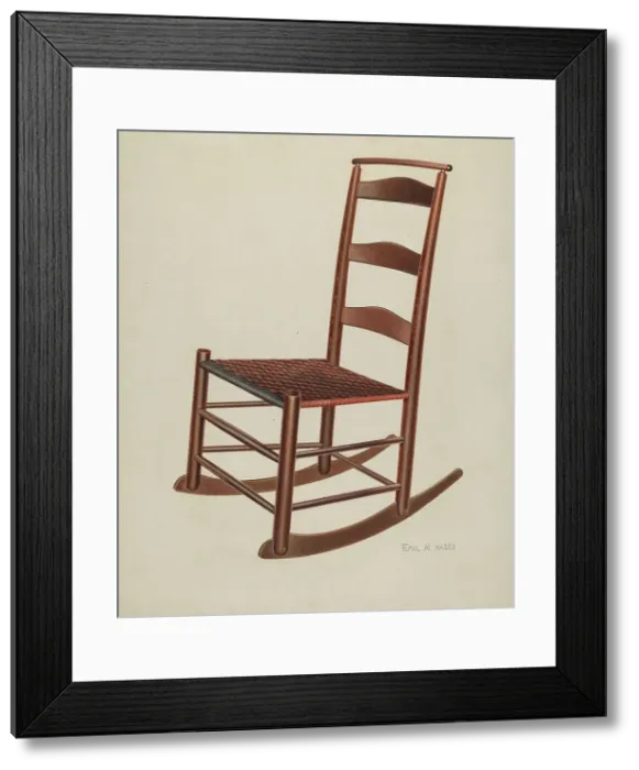 Framed Print : Shaker Chair, c. 1938. Creator: Emil Hagen Framed Print : Shaker Chair, c. 1938. Creator: Emil Hagen