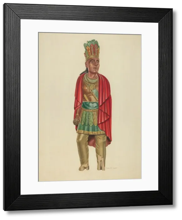 Framed Print : Cigar Store Indian, c. 1939. Creator: Emil Hagen Framed Print : Cigar Store Indian, c. 1939. Creator: Emil Hagen
