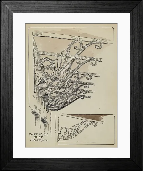 Framed Print : Iron Brackets, 1935 / 1942. Creator: Al Curry Framed Print : Iron Brackets, 1935 / 1942. Creator: Al Curry