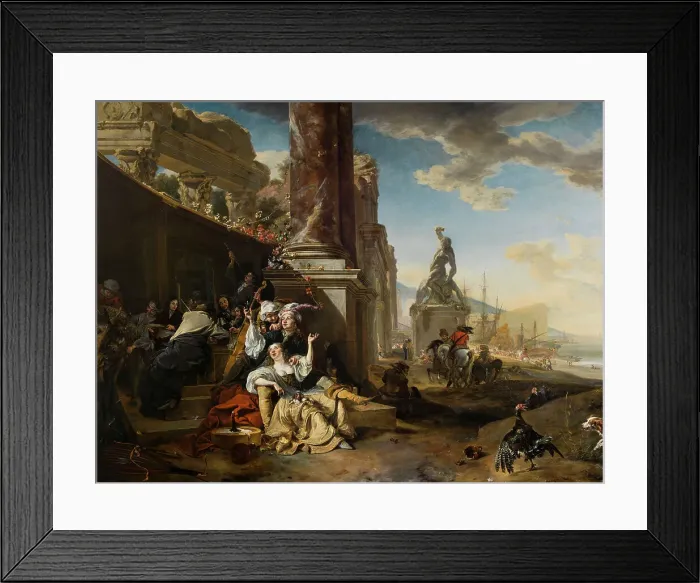 Framed Print : The pleasure party, 1667. Creator: Jan Weenix Framed Print : The pleasure party, 1667. Creator: Jan Weenix