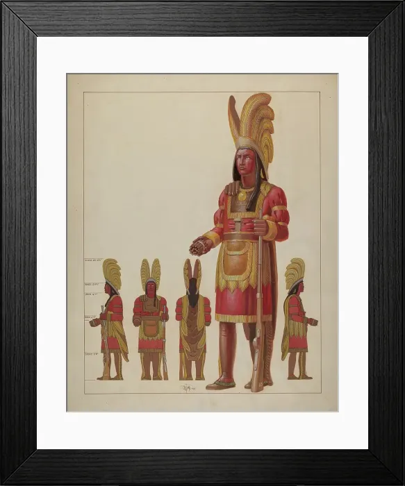 Framed Print : Cigar Store Indian, 1937. Creator: Otto E. Hake Framed Print : Cigar Store Indian, 1937. Creator: Otto E. Hake