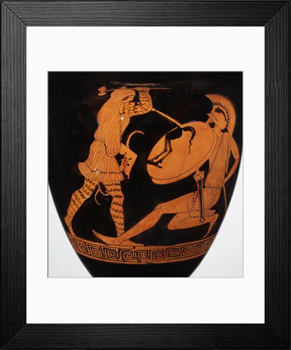 Framed Print : Combat between an Amazon and a Greek. (Nolan amphora), ca 470-460 BC. Creator: Alcimachus Painter (active c. 460 BC)