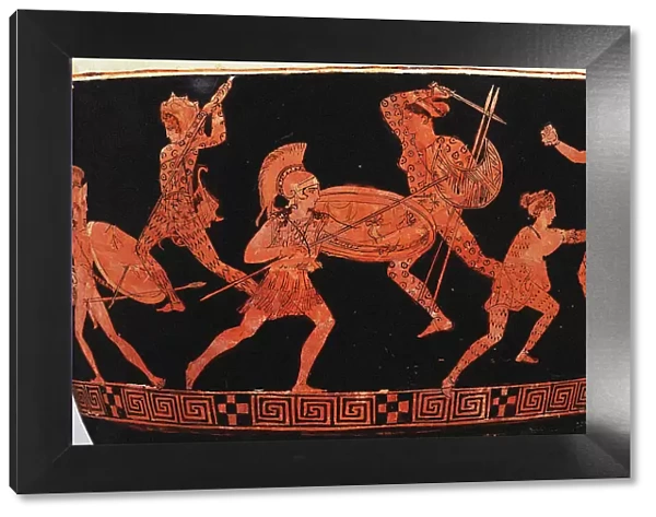 Amazonomachy (Battle of Greeks against Amazons). Lekythos, ca 420-410 BC. Creator: Eretria Painter (active final quarter of the 5th cen. BC.)