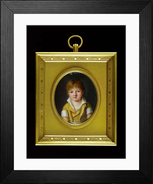 Framed Print : Portrait of a young boy dressed in yellow, 1804. Creator: Louise Weyler-Kugler Framed Print : Portrait of a young boy dressed in yellow, 1804. Creator: Louise Weyler-Kugler
