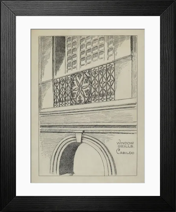Framed Print : Wrought Iron Balcony Rail, c. 1936. Creator: Al Curry Framed Print : Wrought Iron Balcony Rail, c. 1936. Creator: Al Curry
