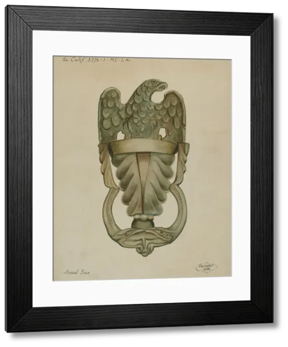 Framed Print : Door Knocker, c. 1936. Creator: Christopher Hobbs Framed Print : Door Knocker, c. 1936. Creator: Christopher Hobbs