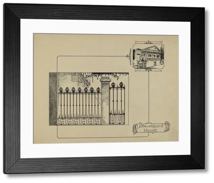 Framed Print : Cast Iron Fence, 1935 / 1942. Creator: Al Curry Framed Print : Cast Iron Fence, 1935 / 1942. Creator: Al Curry