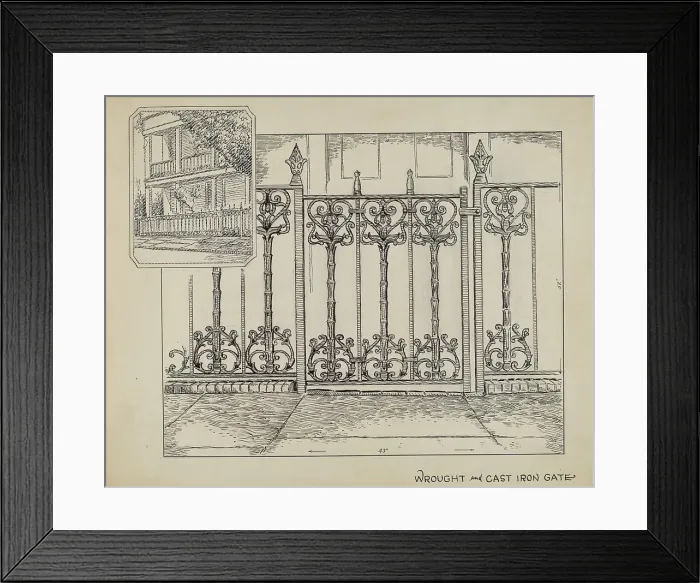 Framed Print : Cast Iron Fence, c. 1936. Creator: Al Curry Framed Print : Cast Iron Fence, c. 1936. Creator: Al Curry
