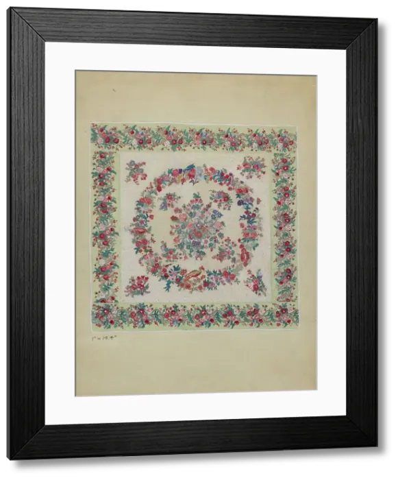 Framed Print : Applique Quilt, 1935 / 1942. Creator: Hollmana
