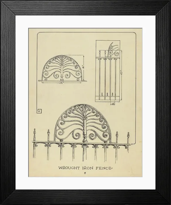 Framed Print : Balcony Railing, 1935 / 1942. Creator: Al Curry Framed Print : Balcony Railing, 1935 / 1942. Creator: Al Curry