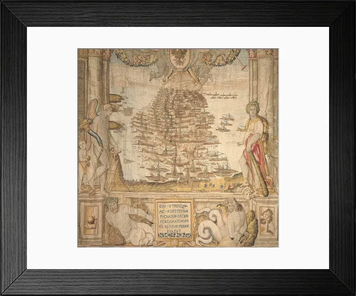 Framed Print : The Battle of Lepanto (Tapestry), 1591. Creator: Anonymous master Framed Print : The Battle of Lepanto (Tapestry), 1591. Creator: Anonymous master