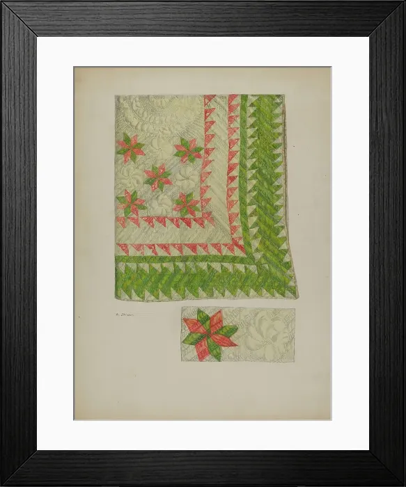 Framed Print : Quilt, c. 1941. Creator: Genevieve Jordan