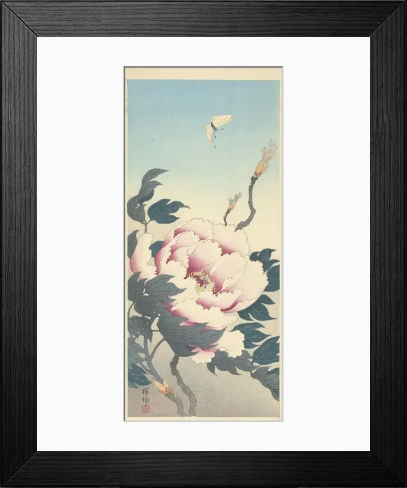 Framed Print : Peony with butterfly, 1925-1936. Creator: Ohara, Koson (1877-1945) Framed Print : Peony with butterfly, 1925-1936. Creator: Ohara, Koson (1877-1945)